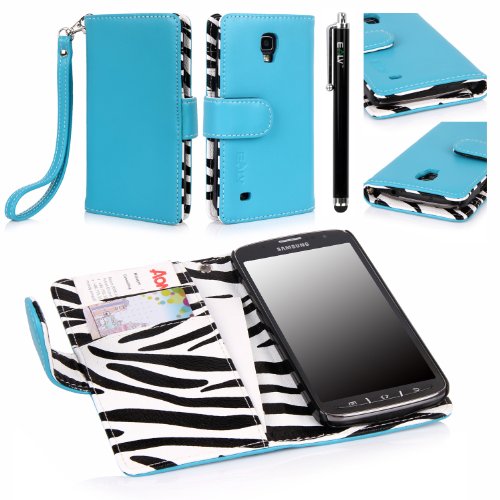 Galaxy S4 ACTIVE Case, E LV GALAXY S4 ACTIVE CASE - Deluxe Synthetic Leather Flip Wallet Case Cover with Premium Interior Design for Samsung Galaxy S4 Active i9295 with 1 Stylus (NOT COMPATIBLE WITH GALAXY S4 i9500) - (Turquoise)