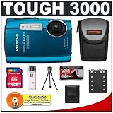 Olympus Stylus Tough 3000 Shockproof & Waterproof Digital Camera (Blue) + 4GB Card + Case + LI-42B Battery + Accessory Kit