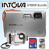 Intova Sport 8 8MP 3X 30ft Waterproof Shockproof Digital Camera Underwater Housing Bundle
