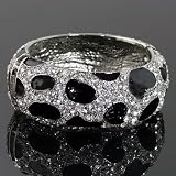 Cheetah Rhinestone & Cyrstal Hinged Bracelet