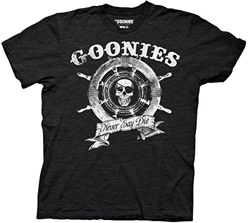 The Goonies Never Say Die Ship Wheel Mens Super Soft Tri-Blend Black T-shirt