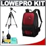 Lowepro Fastpack 250 Backpack Digital SLR Camera Case (Red) + Tripod + Accessory Kit for Canon Rebel T3, T3i, T1i, T2i, EOS 60D, 5D, 7D, Nikon D3000, D3100, D5000, D5100, D7000, D300s, Olympus Evolt E-5, E-30, E-620 & Sony Alpha A560, A580, A33, A35, A55
