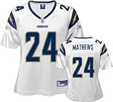 Ryan Mathews White Reebok NFL Replica San Diego Chargers Women's Jersey