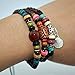 November's Chopin (TM) Charm Metal Pendant Wood Beads Leather Adjustable Wrap Bracelet
