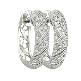 14K White Gold 1/6 ct. Diamond Huggie Earrings
