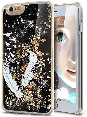 Case for iPhone 6 Duosi 3D Luxury Flowing Liquid Floating Bling Glitter Sparkle Gold Stars Hard Cover for Apple iPhone 6s 4.7" (Feathers and birds)