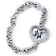 MLB Women`s New York Yankees Pinstripe Logo Crystal Accented Heart Watch #MH-NY3