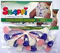 Snappi Cloth Diaper Fasteners - Pack of 6 (2 Pink, 2 Purple, 2 White)