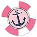 Big Dot of Happiness Ahoy - Nautical Girl - Baby Shower or Birthday Party Circle Sticker Labels - 24 Count