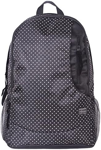 Createbag Women Polyester Dots Printed Zipper Backbag School Bag Backpack Black