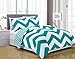 Chezmoi Collection 4-Piece Chevron Zig Zag Patterns Sheet Set (Full, Teal)