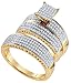 Beautiful Yellow Gold 3pc. Genuine Micro Pave 1.00 Carat Diamond Set For Him and Her " Size 7 For Her and 10 For Him "