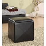 Modus Furniture Upholstered Milano Storage Cube, Black Leatherette Modus Furniture Upholstered Milano Storage Cube, Black Leatherette