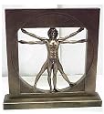 Vitruvian Man By Leonardo Da Vinci Male Nude Figure Real Bronze Powder Cast Statue 8-1/2 Inch