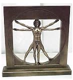 Vitruvian Man By Leonardo Da Vinci Male Nude Figure Real Bronze Powder Cast Statue 8-1/2 Inch