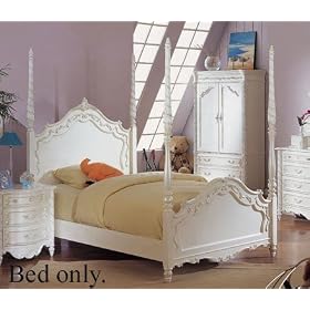Full Size Poster Bed White Finish