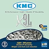KMC X9L Silver/Grey 9 Speed MTB Road Bike Chain & Quick Link