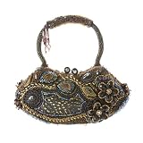 Susan Collection Black Multi Beaded Hard Box Purse
