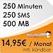 DeutschlandSIM SMART 250 monatlich k�ndbar (500MB Daten-Flat, 250 Frei-Minuten, 250 Frei-SMS, 14,95 Euro/Monat, 15ct Folgeminutenpreis) O2-Netz [SIM und Micro-SIM]