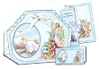 12 Baptism Bomboneiras, Ribbons, Party Favors, and Invitations with Envelopes - Baby Boy with Guardian Angel, in Spanish