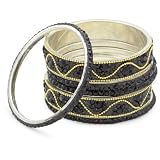 Chamak by priya kakkar 6 Black Crystal Bangles