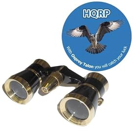 3 x 25 Opera Glass Binocular Black with Gold Trim w/ Necklace Chain / with Red Reading Light by HQRP plus Mousepad