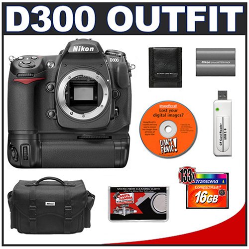Nikon D300 Digital SLR Camera + Nikon MB-D10 Grip + 16GB Card + EN-EL3e Battery + Case + Cameta Bonus Accessory Kit