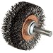 Weiler Wide Face Wire Wheel Conflex Brush, Round Shank, Steel, Crimped Wire, 2" Diameter, 0.0118" Wire Diameter, 1/4" Shank, 7/16" Bristle Length, 3/4" Brush Face Width, 20000 rpm