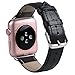 TOROTOP for Apple Watch Band 38mm, Genuine Leather Crocodile Pattern Watch Band Black Replacement Strap with Silver Deployment Clasp for 38mm Apple Watch Series 1 Series 2 Series 3 Model