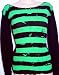 Mosquitohead Women's GREEN STRIPED Long Sleeved Thermal Shirt- Black