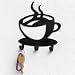 Spectrum Coffee House Cup Java Silhouette Wall Mounted Key Hook Art Metal Mug Home Décor