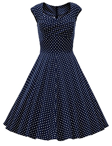 Dresstell(ドレステル) レディーズ エレガント 純色 花柄 水玉柄 カップ袖 シャーリング Vネック スイング ミディ ワンピース 結婚式ドレス フォーマルドレス