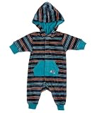 Please Mum Velour Stripe Hooded Sleeper - Or.blue Str - 3 Months