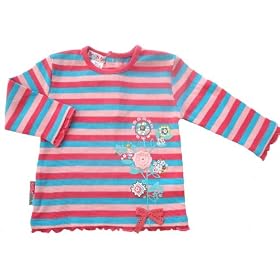 Bright Bots Baby Girl Yarn Dye Striped Longsleeve Top size 3-6 months in Pinks and Turquoise