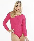 Brazilian Leotard Pink Long Sleeves in Wrinkled Fabric Fitness Wear S/M