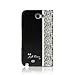 Galaxy Note 2 Case,Landfox Black Fresh Cute Flip Wallet Leather Case (Samsung Galaxy Note 2 N7100)