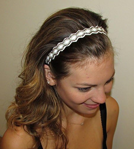 DINA - WHITE & PURPLE -Regalia Beaded Rhinestone Stretch No Slip Headband (Hair Jewelry)
