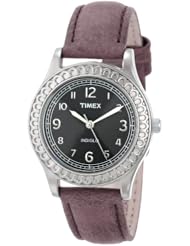Timex Womens T2N6589J Purple Distressed Leather Strap Watch