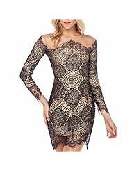 Sexy Belted Lace Floral Print Long Sleeves Party Dress 