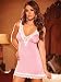 Sexy Pink Chemise Nightgown Deep V Neck Lace Trim