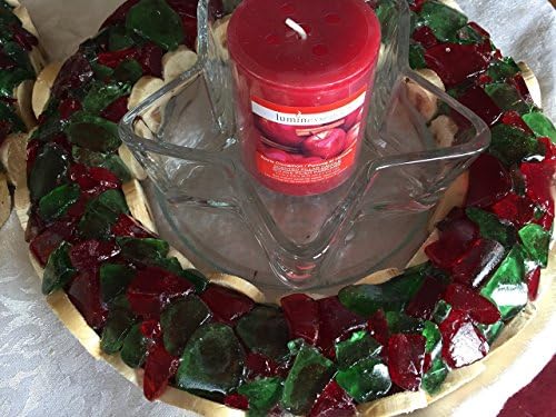 Wood & River Glass Wreath - Red & Green - Willow - Door Hanger or Candleholder