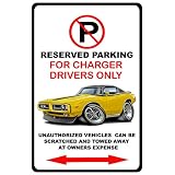 1971-72 Dodge Charger Muscle Car-toon No Parking Sign