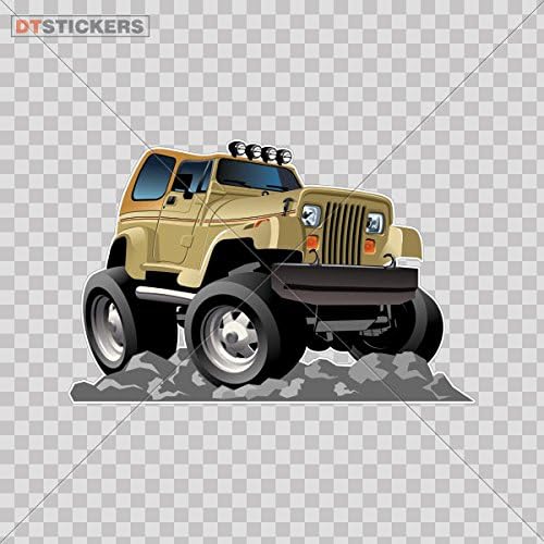 Vinyl Stickers Decals Jeep Caricature Garage home window (4 X 2,58 Inches) Fully Waterproof Printed vinyl sticker