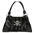 Rockabilly Skull Buckle with Metal Studs Black Snakeskin Purse Handbag