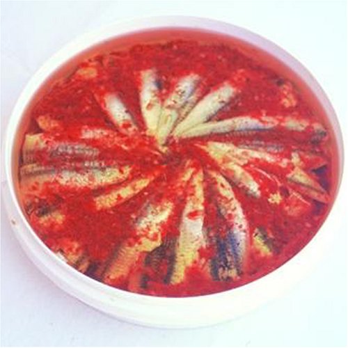 Anchovies in Sunflower Oil with Pepper Sauce - 2.2 lbs by Bemka.com