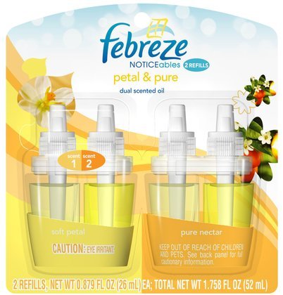 Febreze Noticeables Dual Scented Oil Refill-Petal & Pure (Quantity of 4)