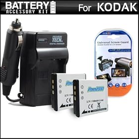 Replacement Battery For Kodak KLIC-7004 1100MAH + 1 Hour Charger Exclusive For Kodak Zi8 Pocket Video Camera & Kodak PLAYSPORT + Free LCD Screen Protectors