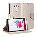 GMYLE LG G3 Case, Wallet Case Classic for LG G3 - Champagne Gold Natural Silk Pattern PU Leather Slim Stand Case Cover (Not Fit for LG G3 S, Beat and Vigor)