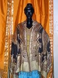 Designer Black Silk Pashmina Jamavar Reversible Shawl Throw Wrap