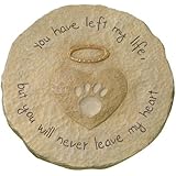 Grasslands Road Beloved "You will never leave my heart" Paw Print with Halo Pet Remembrance Stepping Stone Plaque (Discontinued by Manufacturer)